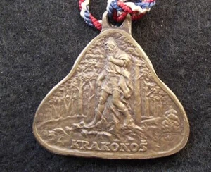 Antique Krakonos Skiing Mountain God Marianske Lazne Spa Tourist Key Chain Ring - Picture 1 of 5