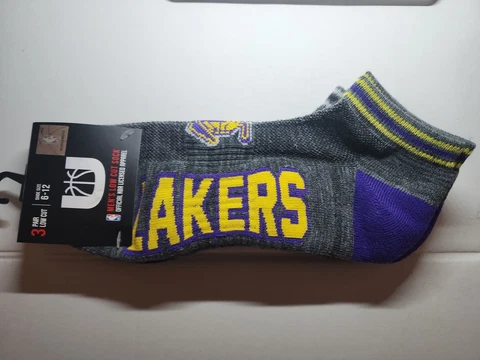 LOS ANGELES LAKERS QUARTER CUT SOCKS 3 PAIRS MEN'S SIZE 6-12 OFFICAL NBA APPAREL Cover