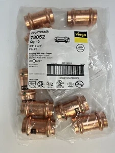 Viega 78052 ProPress Copper Coupling with Stop 3/4-Inch P x P  (10/Pack) - Picture 1 of 1