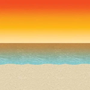 Luau Tropical Sunset Backdrop 4' x 30' - Picture 1 of 1