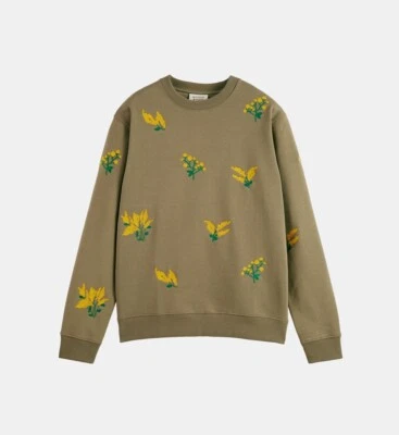Sudadera Scotch & Soda - Bordada Floral Cuello Redondo - Oliva GN- 171688 Talla M Foto 1 de 2