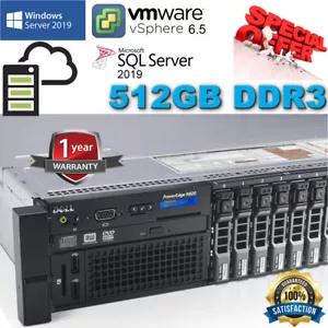 Dell PowerEdge R820 Xeon E5-4650v2 TURBO 2.90GHz 256GB 512GB DDR3 1.92TB SSD 2.5 - Picture 1 of 11