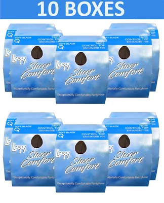 Leggs Sheer Comfort Control Top Biqueira Aprimorada Tamanho: Q Grande - Preto Macio 10 Caixas - Imagem 1 de 4
