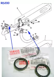 Yamaha YG1 LB80 LB50 FS1 RD125 RD200 YCS1 Exhaust Gasket x2 OEM 3MT-14613-00 - Foto 1 di 2