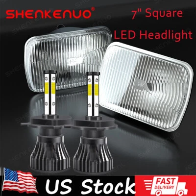 DOT Approved Pair 5x7 7x6 LED Headlights With H4 For Ford F650 F750 L9000 F 250 - Image 1 of 4