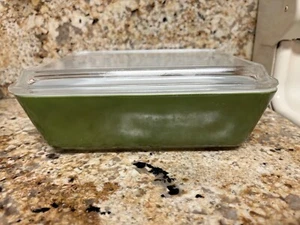 Pyrex #0503 Green piatto frigorifero 1,5 quarti con coperchio a costine #503-C vintage anni '60 - Foto 1 di 11