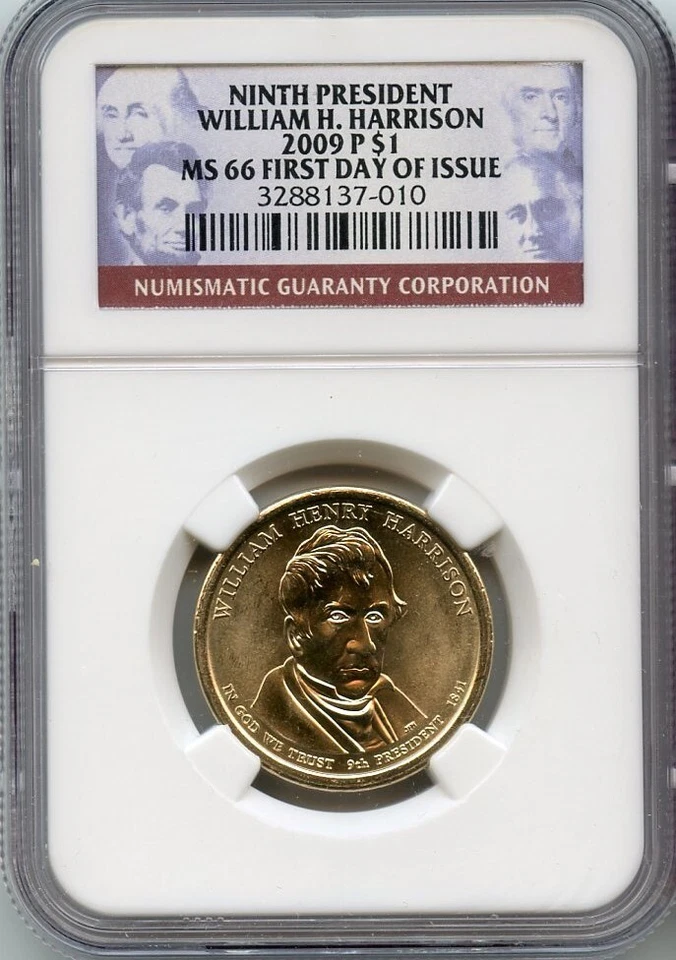 2009-P WILLIAM H. HARRISON PRESIDENTIAL DOLLAR – NGC MS 66 – FIRST DAY OF ISSUE - Image 1 of 1