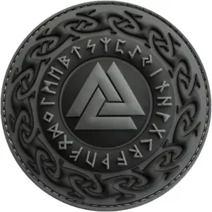 Nordic Viking Odin Valknut Symbol 3D-PVC Rubber Patch |PVC HOOK BACKING 3"x"3" - Picture 1 of 1