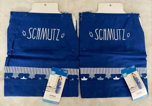2 Stück Chanukka Chanukka Schmutz Schürzen blau Sterne Dreidels zertifiziert 100 OEKO - Bild 1 von 4