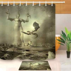 Beauty Sculpture Waterproof Bath Polyester Shower Curtain Liner Water Resistant - Imagen 1 de 8
