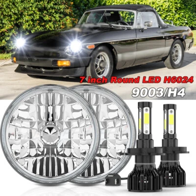 Par de faros LED redondos de 7 pulgadas de haz alto bajo para MG MGB 1969-1980 1981 Foto 1 de 4