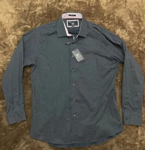 NWT Report Collection Modern Fit Button Front Dress Shirt Mens L 16 32/33 - Picture 1 of 8