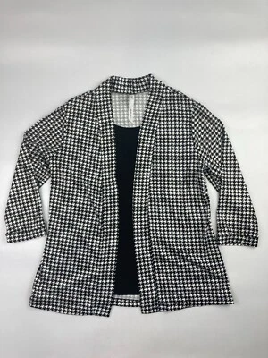 Blazer para mujer NY Collection PM negro blanco ligero pata de gallo Foto 1 de 3