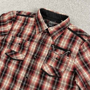 Guess Shirt Youth Large Pearl Snap Plaid Rebel Drifters Western Cowboy Long Slve - Picture 1 of 15