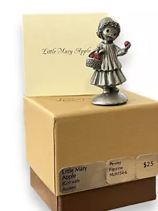 Hallmark MARY HAMILTON Pewter Figurine LITTLE MARY APPLE Red Enameled Apples IOB - Picture 1 of 12