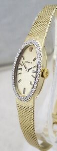 Rolex Ladies 14k Solid Gold Bracelet Watch With Diamond Bezel Orig Band c. 1980s