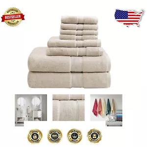 Oversized Cotton Bath Towel Set - 800GSM Spa-Like Quality in 8-Piece Collection - Picture 1 of 11