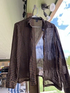 Camicia donna Josephine Chaus geometrica con bottoni taglia 12 100% seta classica ufficio - Foto 1 di 6