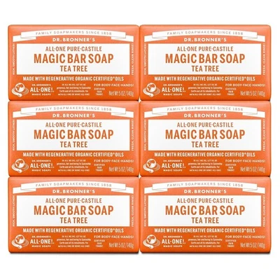 Jabón en barra Dr. Bronner's Pure-Castile, árbol de té 5 oz *****VALOR PAQUETE DE 6******* Foto 1 de 4