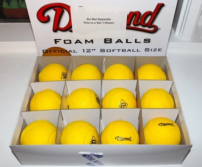 Diamond 12 inch Foam Practice Softballs 12 Ball Pack - New open box - Image 1 of 2