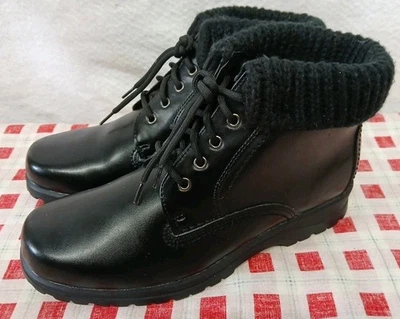 Botas informales de cuero negras para mujer Thom McAn con forro de puño tejido talla 9 Foto 1 de 4