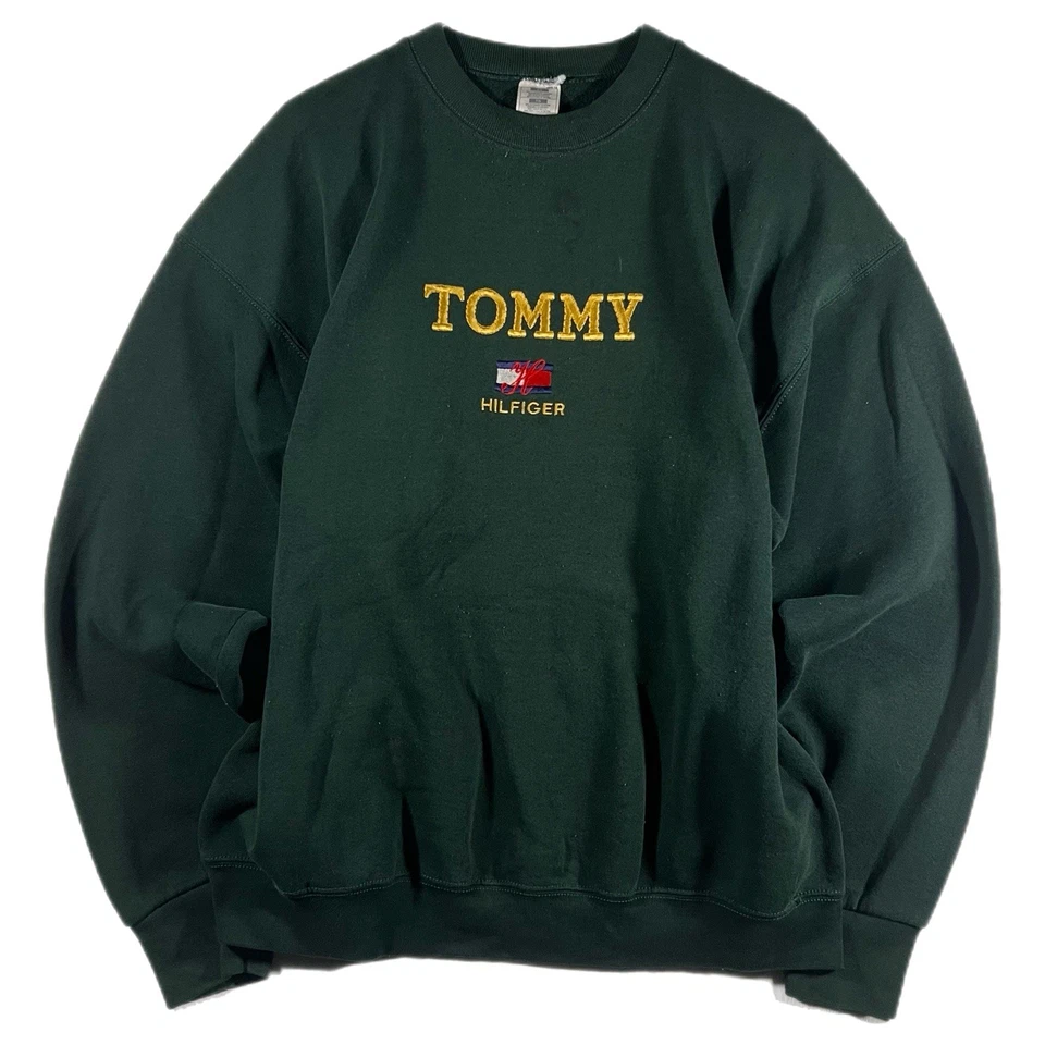 Moletom vintage Tommy Hilfiger masculino bordado logotipo pulôver gola redonda (XL) - Imagem 1 de 4