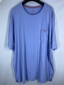 Tommy Bahama Shirt Mens 3XL Blue Embroidered Fish Pocket Crew Neck Short Sleeve - Picture 1 of 11