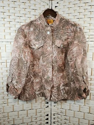 Ruby Rd Womens Sheer Button Up Jacket Shirt Roll Tab Sleeves Sz 12 Bloomcore - Image 1 of 4