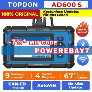 TOPDON AD600S 2.0 Profi KFZ OBD2 Diagnosegerät Scanner 9Services Deutsch 4System - Bild 1 von 18