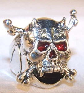 SKULL AND CROSS BONES BIKER RING BR145 HEAVY pirate silver unisex jewelry  - Picture 1 of 1