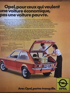 PUBLICITÉ OPEL KADETT POUR CEUX QUI VEULENT UNE VOITURE ECONOMIQUE OPEL CITY - Picture 1 of 1