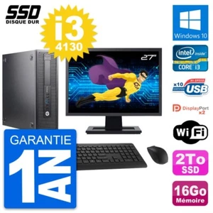 PC HP ProDesk 600 G1 SFF Ecran 27" Core i3-4130 RAM 16Go SSD 2To Windows 10 Wifi - Photo 1/8