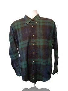 Camicia vintage GFC Trading Co. taglia L con bottoni L/S, verde/blu a quadri. NS-16 - Foto 1 di 8