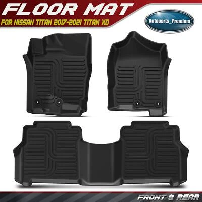 2x Alfombrillas delanteras y 1x traseras negras forros para Nissan TITAN 2017-2021 TITAN XD Foto 1 de 4