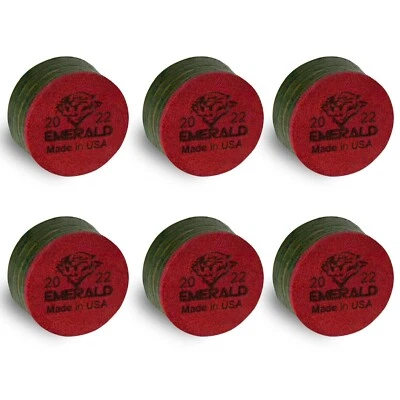 6 TIGER EMERALD Laminated Pool CUE TIPS - 13 or 14 mm - AUTHORIZED DEALER