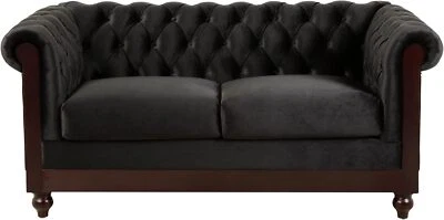 Sofá estofado com braço enrolado Chesterfield Velvet Loveseat 2 lugares 60"" - Imagem 1 de 4