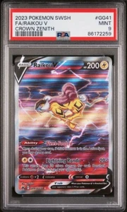 π₯ Pokemon TCG π₯ Raikou V #GG41 Crown Zenith Ultra Rare Full Art PSA 9 MINT π₯ - Picture 1 of 2