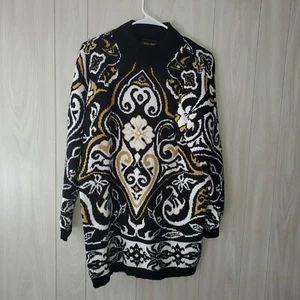 Trimmings Vintage Mockneck Sweater Size L Large Long Beautiful Grandma Mom Retro - Picture 1 of 8