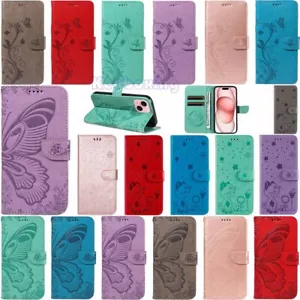 For iPhone 15 Pro Max 14 13 12 11 Wallet Card Slot Flip Leather Phone Case Cover - Picture 1 of 39
