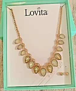 Lovita & Co 18" Goldtone Teardrop Statement Necklace Set - Picture 1 of 8