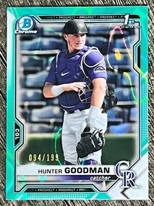 2021 Bowman Draft Hunter Goodman #BDC-66 1st Aqua Lava /199 Rockies Debut