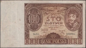 100 Zlotych 1934 - Poland - Pick:75 - Serials: Ser.BJ. 2252964 - VF - #K29 - Picture 1 of 4