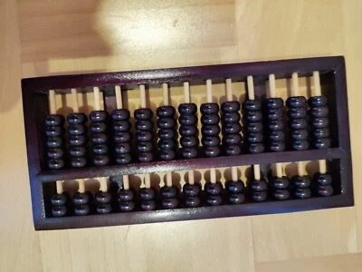 Chinesische   Rechenmaschine Rechenschieber China Holz 13 Reihen 91 Steine 25 cm - Bild 1 von 3