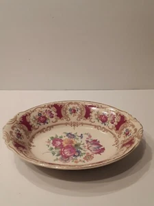 SYRACUSE OLD IVORY MAROON ROMANCE 10.25 INCH OVAL SERVING/FRUIT BOWL  - Bild 1 von 7