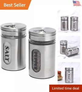 High-Quality Salt & Pepper Shaker Set - Glass and Stainless Steel Elegance - Picture 1 of 10