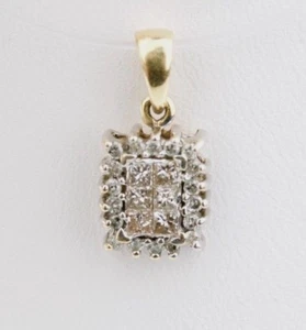 14K Two Toned Yellow and White Gold Diamond Pendant - Picture 1 of 4