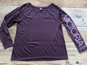 Victoria’s Secret Sport Port Wine Logo SMALL Raglan Crew Long Sleeve Top VS - Picture 1 of 2