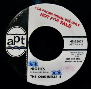 The Originells 4: Nights + I Can Make You Mine~Beat Rock Promo 45~APT #25074 - Picture 1 of 2