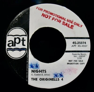 The Originells 4: Nights + I Can Make You Mine~Beat Rock Promo 45~APT #25074 - Image 1 of 2