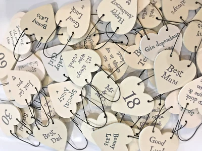 Pequeño letrero de corazón de madera del este de la India etiqueta de regalo amigos amor boda día de la madre Foto 1 de 2